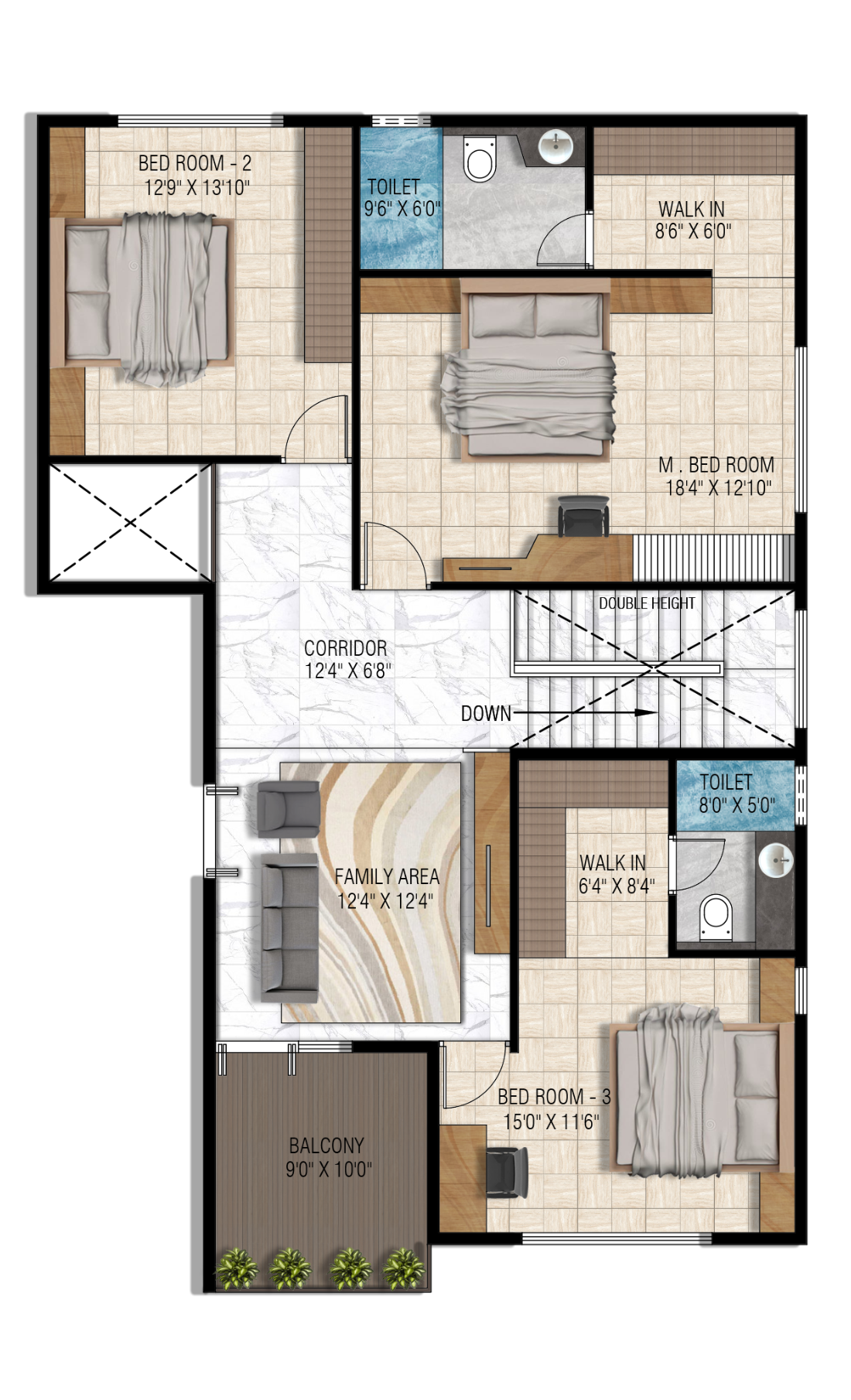 Fourth Floor Duplex 4BHK Plan
